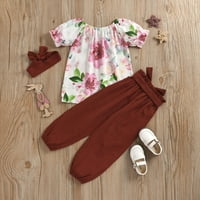 6 meseci-3year Outfit setovi za devojke Toddler Kids Ljeto pamučno odeće Cvijeće za ispis odlaska na