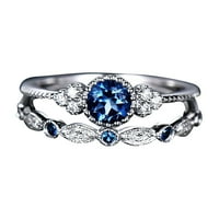 Ženski dijamantni prsten za par nakit za prstenje za prstenje veličine plave boje