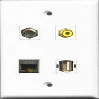 Riteav port RCA žuta i port coa kablovska TV - F-tipa i luka USB A-a i luka zaštićena mačka Ethernet