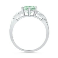1. CT sjajan okrugli rez simulirani zeleni dijamant 14k bijeli zlatni tri kameni prsten sz 9.25