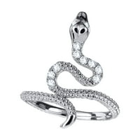 Snake Ring CTTW simulirani dijamant u 10k bijeli zlatni sitni zmijski prsten, veličina prstena-6,5