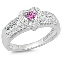DazzlingRock kolekcija 10k okrugli rez ružičasti safir i bijeli dijamantski ženski prsten za uključivanje