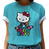 Žene majice Hello Kitty Print Ljetne djevojke Kawaii Ženska majica Dječje veličine Prevelike vrhove