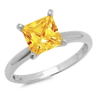 2ct princeze reženi žuti prirodni citirani 18k bijeli zlatni godišnjički angažman prsten veličine 9