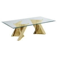 Maklaine Geometrijski čist stakleni stol za kavu sa zlatnim nehrđajućim čelikom