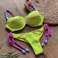 Cara Lady ženska modna ljetna nova puna boja kravata na plaži Seksi Split dva set bikini kupaći kostim
