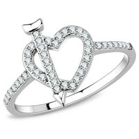 Luxe nakit dizajnira ženski prsten u obliku srca od nehrđajućeg čelika sa CZ - veličine