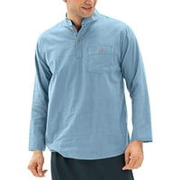 Muška modna casual puni džep u boji, pamučna majica s dugim rukavima Yutnsbel
