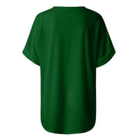 Žene ljetne modne majice Casual kratki rukav V izrez Solid Color Loot Fit Tee Majice Lagana udobnost