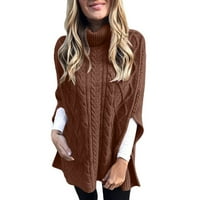 Ketyyh-Chn džemperi za žene slatka grafička labava tunika majica casual pulover džemperi kaki, s