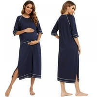 Ženska za spavaća odjeća Mid rukav noćni patentni zatvarač pajama za žene NightShirt S-XXL