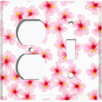 Metalna ploča za prekidač za svjetlo Japanska sakura cvjetna ružičasta bijela pozadina FLW042