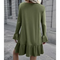 Haljina, čista boja haljina s gumbom prednje trendi za dom od zelenog l