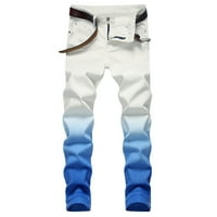 Xinqinghao casual pantalone muške casual srednje struice uskim trapericama pant gradijentni print patentni