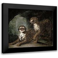 Gericalt, Theodore Crni moderni uokvireni muzej Art Print pod nazivom - Dva leoparda