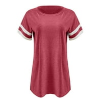 Cleance Ženske vrhove plus veličina Ženska modna traka Print V-izrez Dugme T-majica Tors s kratkim rukavima