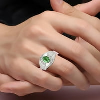 * Rylos jednostavno elegantan prekrasan zeleni smaragdni i dijamantni prsten - maj rodnogstona * sterling