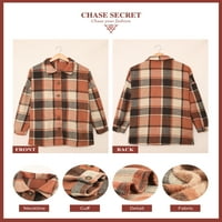 Chase Secret plaćene majice za ženska jakna Flannel gumb prema dolje s dugim rukavima, lapelj kaput
