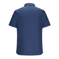 Muška majica čišćenje muškaraca modni casual tipke Solid Cantword Patchwork bluza s kratkim rukavima