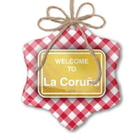 Božićni ukras žuti put dobrodošli u La Coru? Crveni plaid neonblond