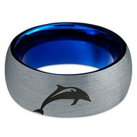 Tungsten Dolphin Sea Životinjski otok Bend prsten Muškarci Žene Udobne cipele Plava Dome Brušeno sivo