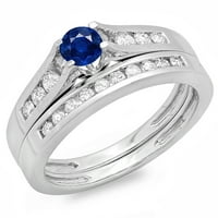 DazzlingRock kolekcija 14k Round Blue Sapphire & White Diamond Bridal Angažman prsten za angažman set,