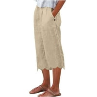 Modni ženski povremeni čvrste boje elastične labave hlače Ravne široke pantalone za noge Capris ljetne