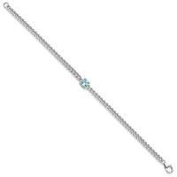 Sterling Silver Rodium 1.0BT plavi Topaz Curb lančani narukvica nakit poklopca za žene