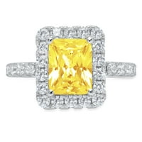 3. CT Sjajni smaragdni rez Clear Simulirani dijamant 18k bijeli zlatni halo pasijans sa accentima prsten