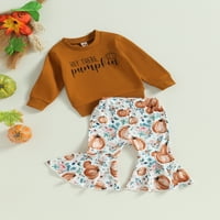 Toddler Baby Girl Halloween Outfits Pismo Ispuštajte duge rukavske vrhove i bundeve pantalone pantalone