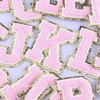 Veliki ružičasti ručnik na engleskom slovom za ručni slovo za vez za odjeću Appliques Child Women Odjeća