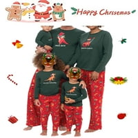 Cathery Porodica koja odgovara Božićne padžama Outfits za porodične dugih rukava Dinosaur tiskani vrhovi