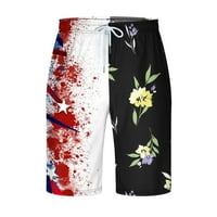 Muške kratke hlače za neovisnost Star Striped Flower Flower Patchwork Nacrtavanje pet bodova Surf kupaći