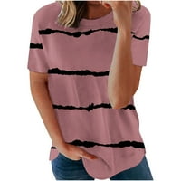 Ženski ljetni vrhovi prugasti otisnuta casual majica kratkih rukava labava majica plus veličine