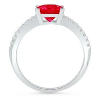 1.66ct princeza rezan crveni simulirani ruby ​​14k bijeli zlatni angažman prsten veličine 10.5