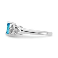 Čvrsta 14k bijelo zlato 6x markise plavi topaz dijamantski zaručnički prsten veličine 8