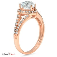 1. CT Sjajno srce Clear Simulirani dijamant 18k ružičasto zlato halo pasijans sa Accenting prstenom