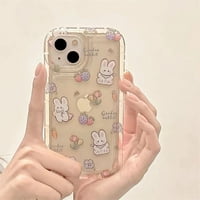 Bunny futrola za telefon kompatibilna sa iPhoneom 11, slatki čist žuti zečji cvijet crtani udarni pogon
