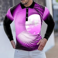 Polo majice za muškarce modni casual sport apstraktni digitalni tisak rever dugih rukava vrhunske majice