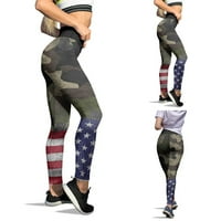 Visoki struk joga hlače Žene Patriotske američke američke zastave Custom Gambers Skinny hlače za jogu