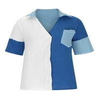 Neilla Ženske vrhove BojaBlock Ljetne košulje Lapel Bluza za bluzu Dame Ležerne tunička majica kratki