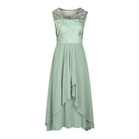 Ljetne haljine za žene V-izrez Loose Ispišice srednje dužine A-line klub bez rukava zelena 4xl
