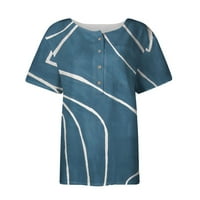 Košulje za žene Žensko dugme Dole Modni casual Vintage Print Short rukava Bluza Blusa Blue XL