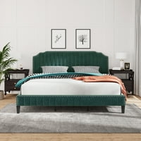 UHOMEPRO tapetarirani okvir za krevet, kraljevska veličina okvir kreveta s modernim zakrivljenim tapeciranim