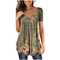Košulje za žene Trendy ljeto plus veličine kratkih rukava Ležerne prilike cvjetno tiskanje Dugme UP