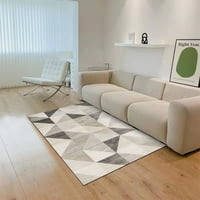 Skandinavska minimalistička dnevna soba tepih apstraktno geometrija spavaća soba krevet puni pravokutni