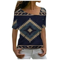 Bazyrey ženska bluza Ženska modna ležerna temperament V-izrez Labavi geometrijski print Majica kratkih