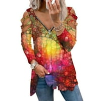 Ženska modna tiskana labava majica s dugim rukavima bluza v vrat casual tops hot8sl4486519