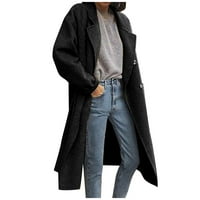 Zimske jakne za žene plus veličine klirens stilski ženski lapeli solidrični jaknu kaput dvostruko grudi