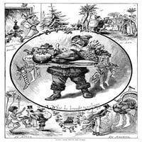 Božićne scene. Nhhristmas scene u Evropi, Aziji, Africi i Americi. Graviranje, Amerikanac, 1877. Poster